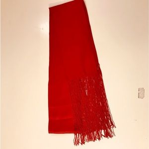 Valentine Red Scarf Extra Long 75” X 6” Tasseled Wrap Sash Shawl /Tuxedo Scarf